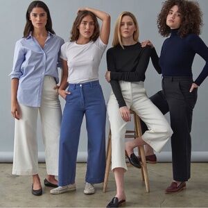 Everlane Original Wide Leg Cropped Pants Navy